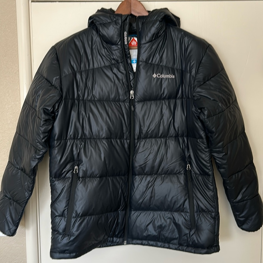 Columbia Men’s Hooded 650 Turbo Down Puffer Jacket Large EUC Black